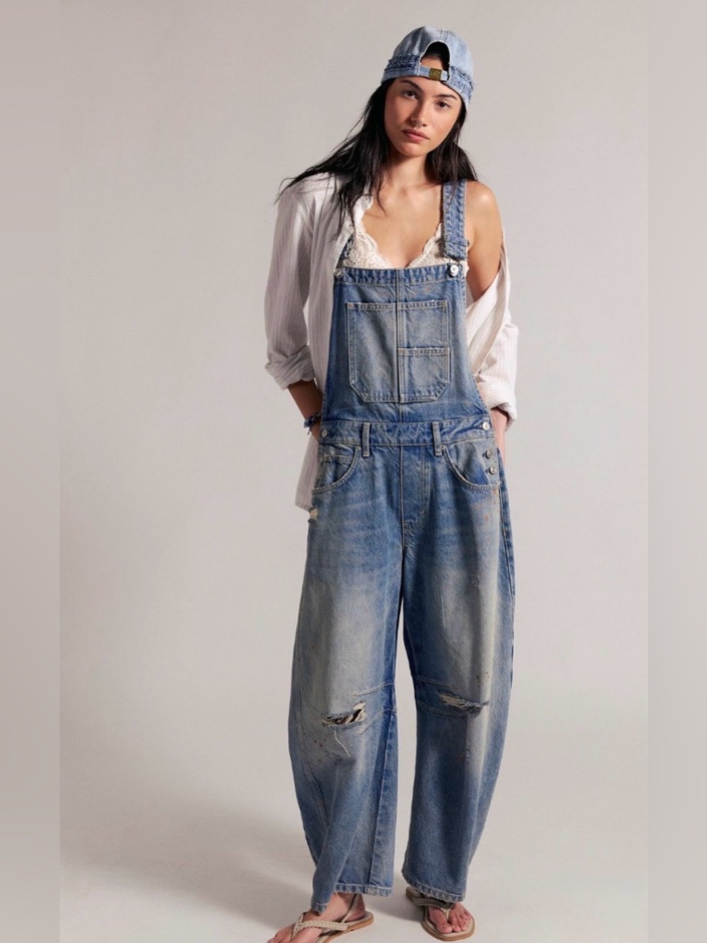 Free People We The Free Good Luck Barrel Overalls. Distance ocean. NWT